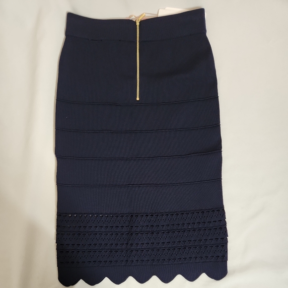 Ted Baker Blue Stef Scallop Detail Skirt Blue Navy. Size 1/US 4 - Picture 6 of 11